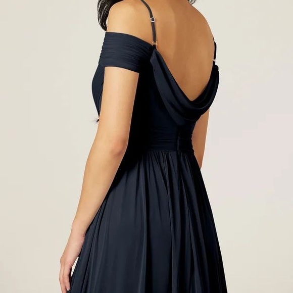 NWT Azazie Aja Dark Navy Bridesmaid Maxi Dress Size A8 - Picture 6 of 14
